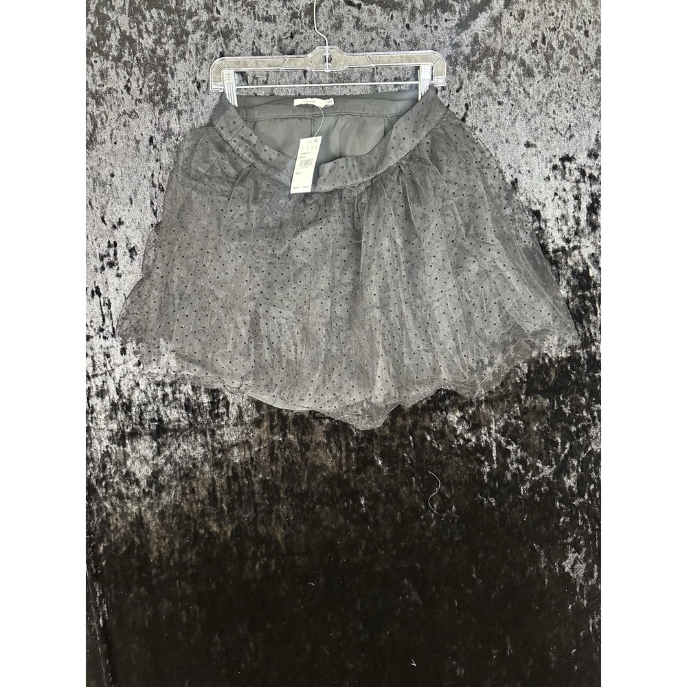 Lush Nordstrom Delicate Cotton Blend Mini Skirt Womens L‎ Black Polka Dot NWT